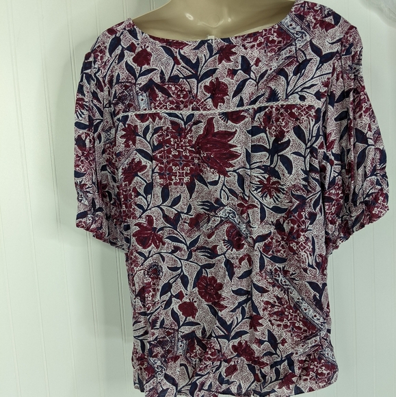 LUCKY BRAND Gauzy Floral Top Sz L - Picture 8 of 13